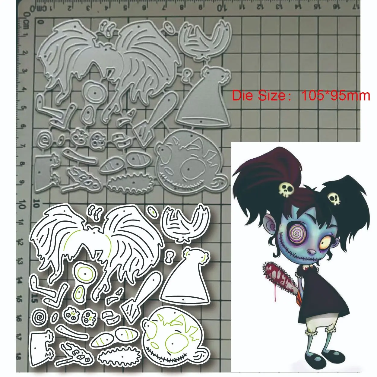 2023 New Metal Cutting Dies Terrifying Zombie Miss Decoration Scrapbook Paper Craft Knife Mould Blade Punch Stencils Dies