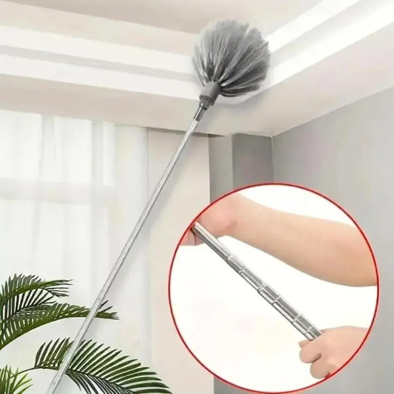 Adjustable Length Spider Web Ceiling Cleaner Rust-Proof Metal Sturdy Cobweb Duster for Home Patio Garage High Place Cleaning