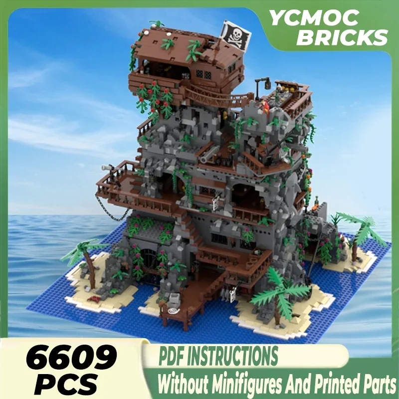 Moc Building Blocks Street View Series Pirate Fortress การวิเคราะห์อิฐ DIY Assembly ของเล่นที่มีชื่อเสียงสําหรับ Childr วันหยุดของขวัญ