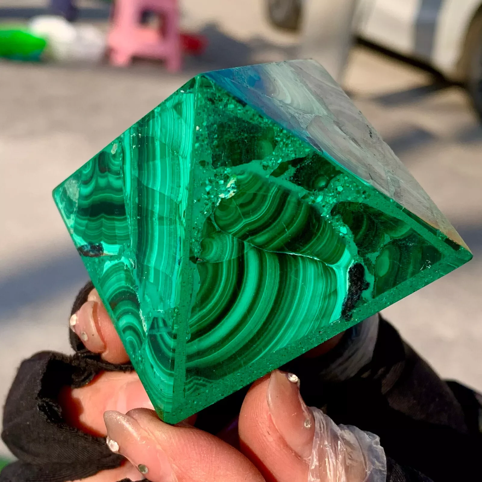 Natural Malachite Pyramid, Crystal Quartz, Energy Gemstone, Reiki Healing, Gift, Meditation Divination, Purify The Air