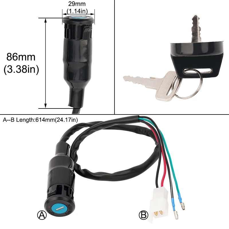 Motorcycle Ignition Key Switch Electric Door Lock For Honda Big Red 3-wheel ATV ATC250ES 1985-1987 35010-HA0-680 35010-HA0-681