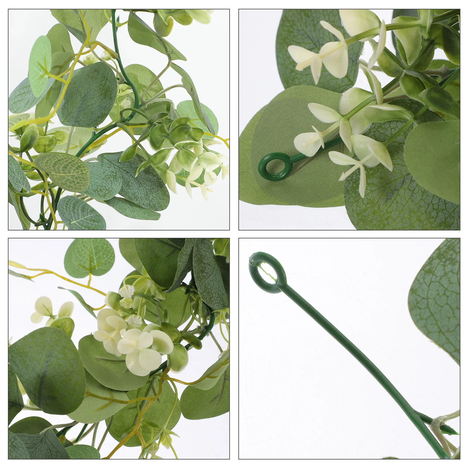 Simulated Eucalyptus Rattan Mini Double Ball Hair Ties for Girl Plastic Hanging Vine Faux Artificial Leaves Garland Baby