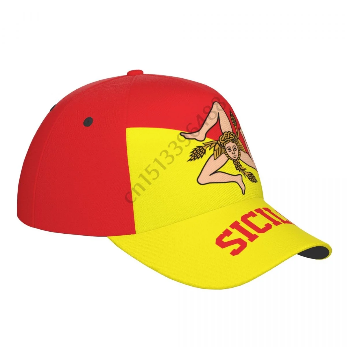 Sicily Sicilia Italy 3D Soccer Hats Sun Baseball Cap Breathable Adjustable Men Women Outdoor Fishing Hat