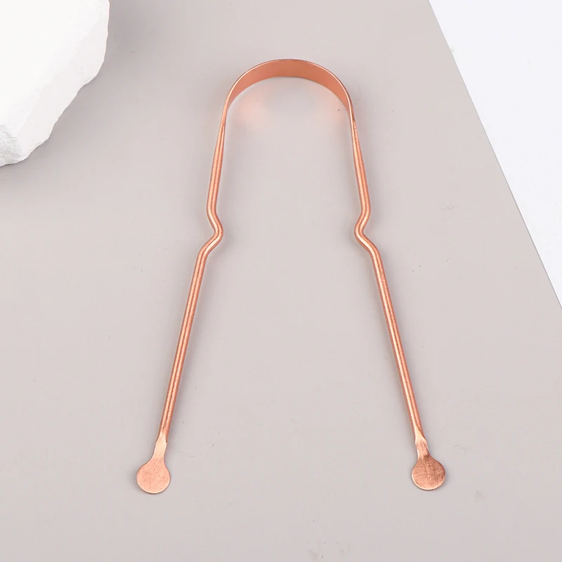 1Pc Tongue Scraper Copper Tongue Cleaner Portable Tongue Scrapers Oral Cleaning Tools Tongue Toothbrush