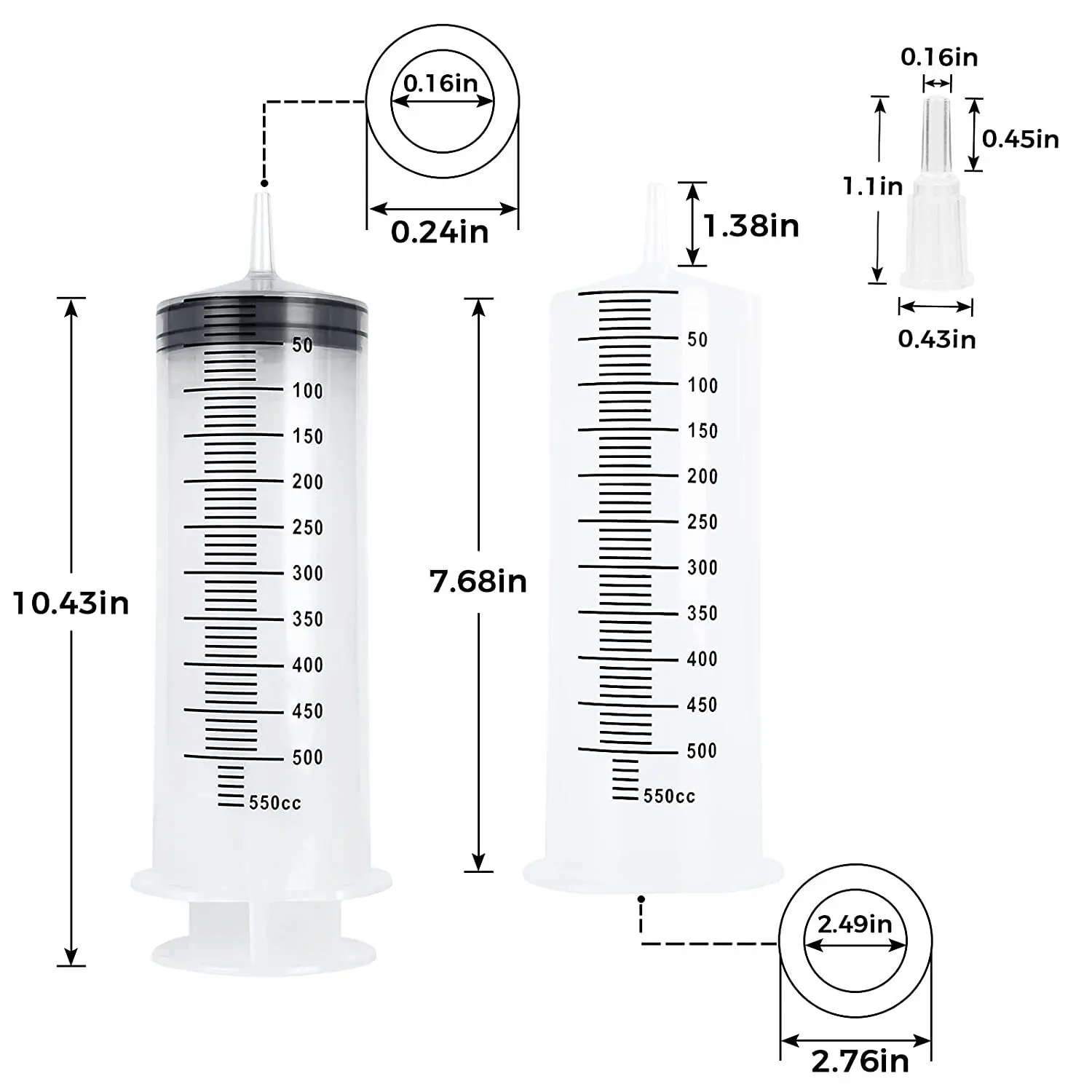 Pompa riutilizzabile a siringa di grande capacità da 100-550ml che misura con iniettore di aspirazione lavabile con inchiostro da 50cm 100cm per