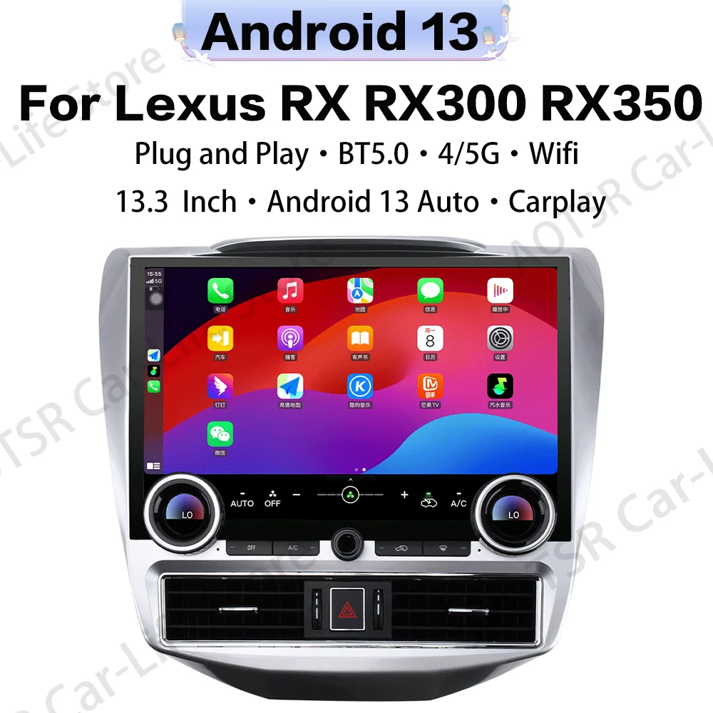 

13.3'' LHD RHD Multimedia Android 13 For Lexus RX RX300 RX330 RX350 RX400H 2003-2008 GPS Navigation Car Radio Receiver Head Unit