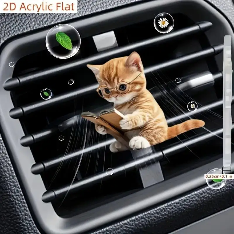 Car Air Vent Cute Cat Pattern Aromatherapy Air Freshener Clip Fast Odor Elimination Decor for Daily Car Use