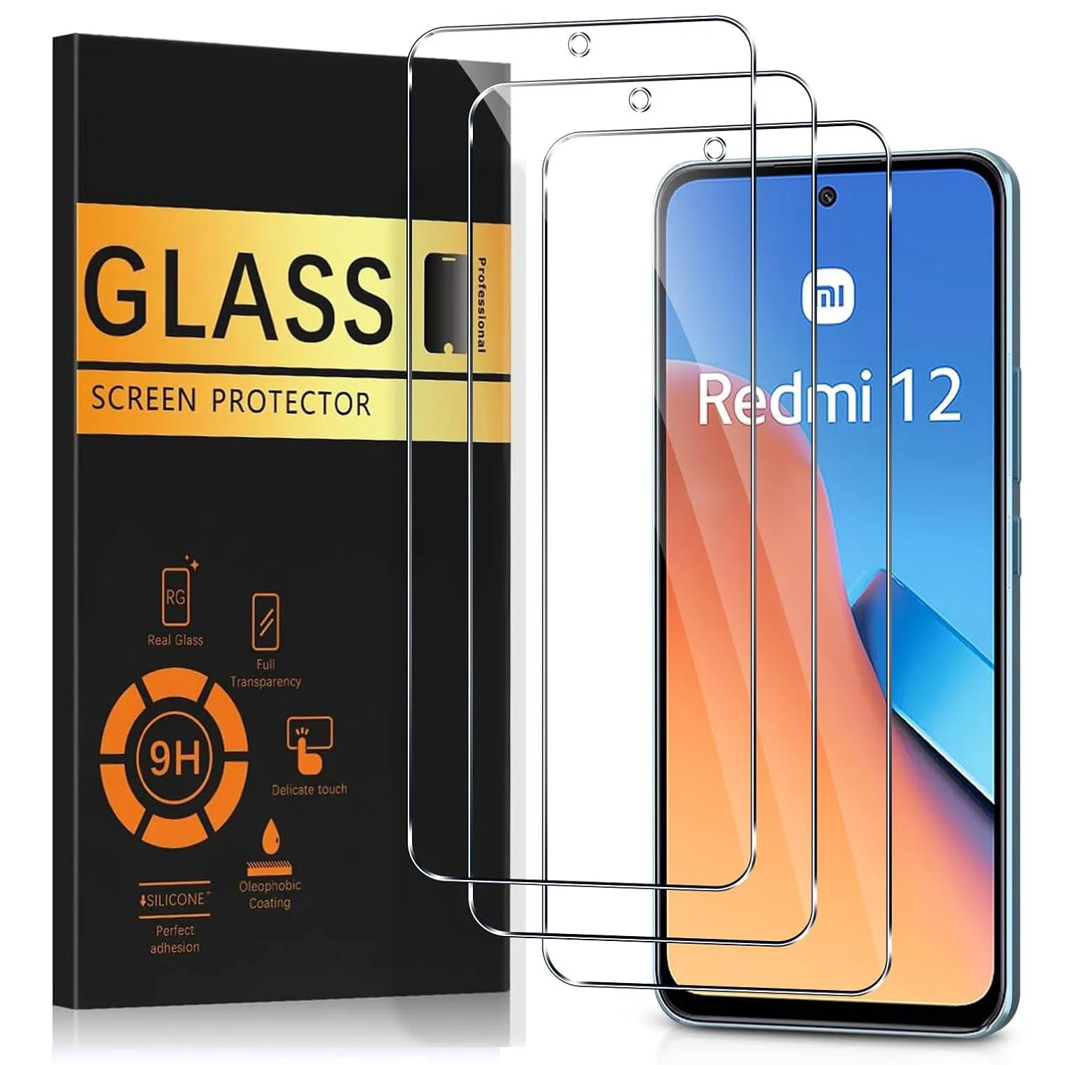

3pcs Tempered Glass For Xiaomi Redmi 12 Screen Protector Glass Redmi 12C Protective Film