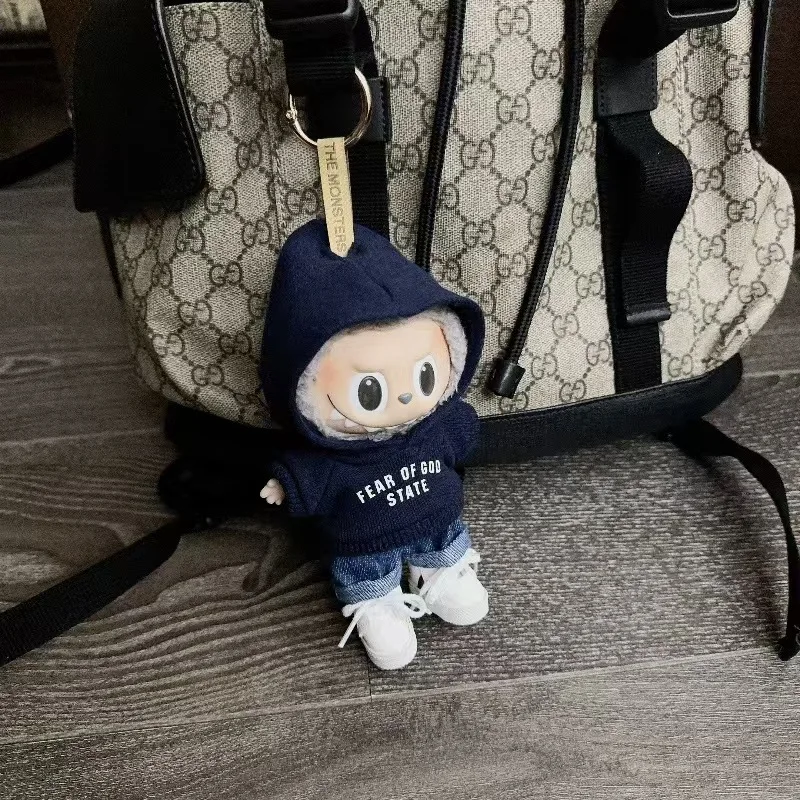 Labubu Doll Printed Sweater Set Clothes Only 17cm Pendant Blind Box Labubu Baby Clothes Keychain