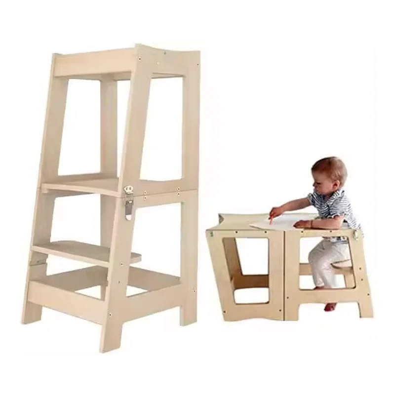 

XIHATOY Children Learning Stool Toddler Tower Foldable Height Step Stool Learning Tower Montessori Kitchen Helper Stool