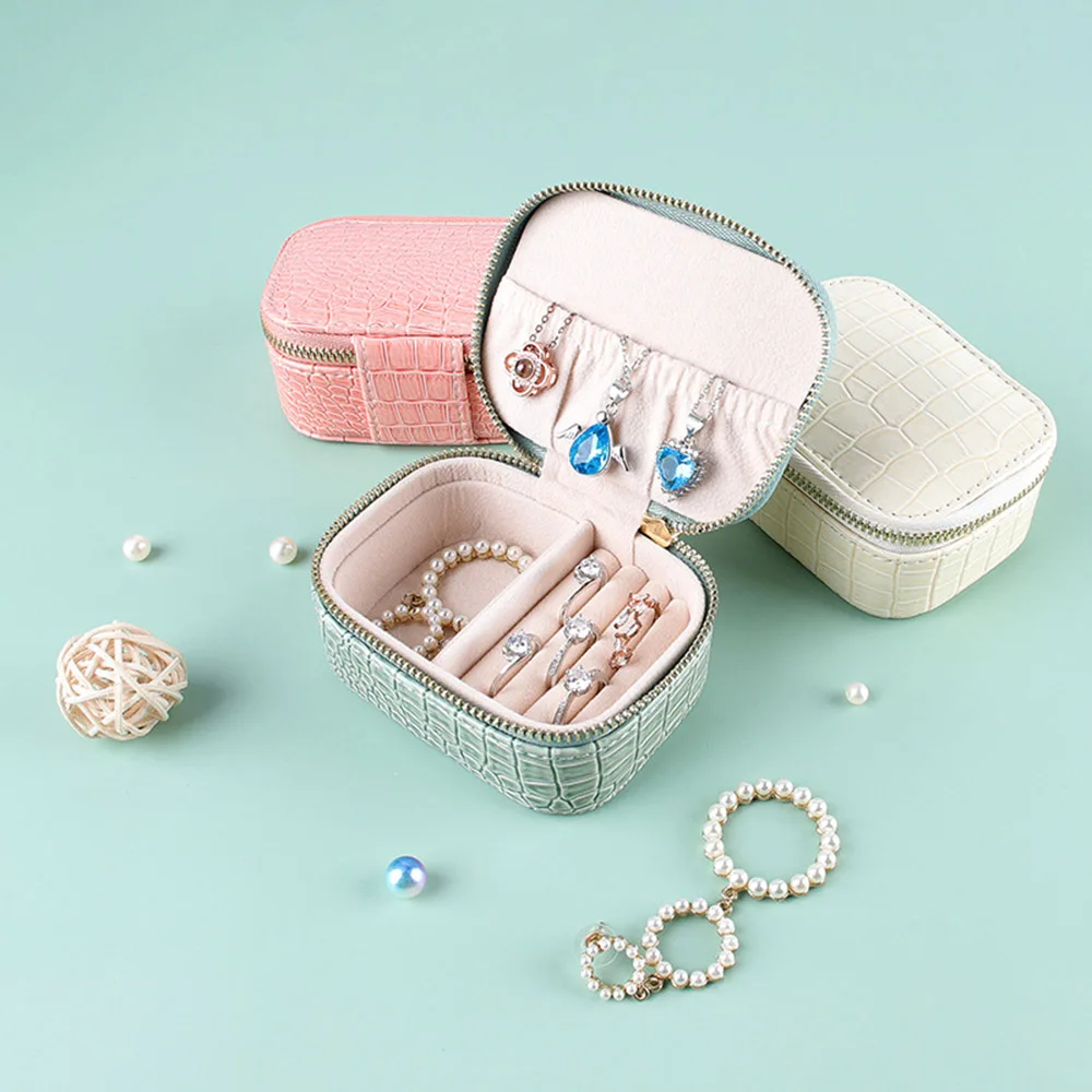 Snake Patter Jewelry Box Travel Portable Earrings Ring Bracelet Necklace Organizer Storage PU Leather Mini Treasure Display Box