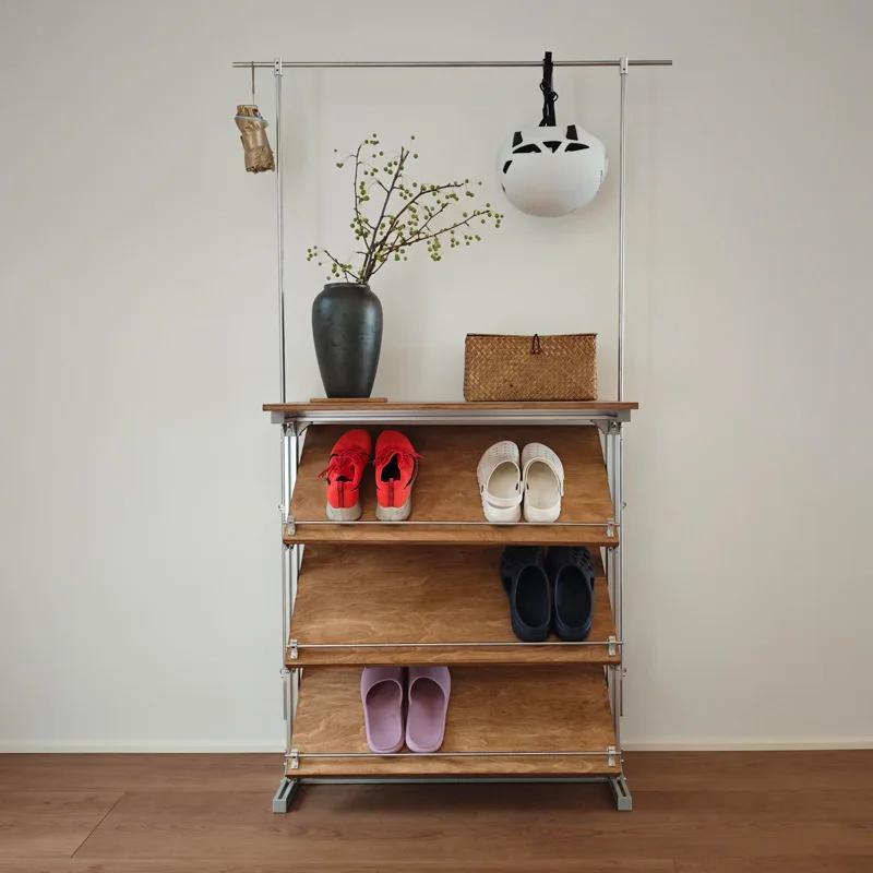 

Simple coat rack Door multi-layer shoe rack Household hanger shoe rack integrated multi-functional large-capacity