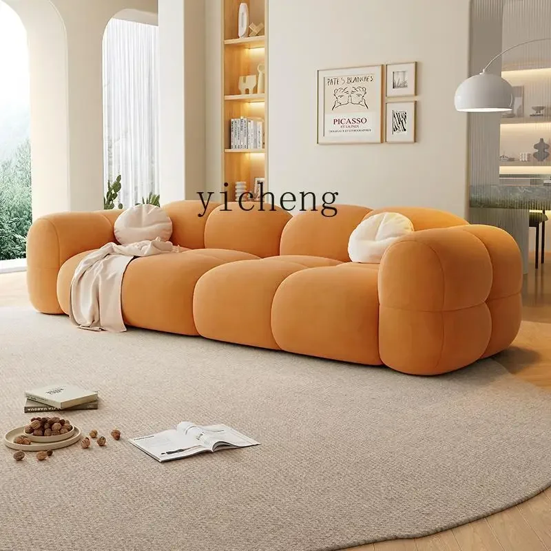 ZC fabric living room new sofa simple light luxury cat scratching leather straight row sofa jelly sofa