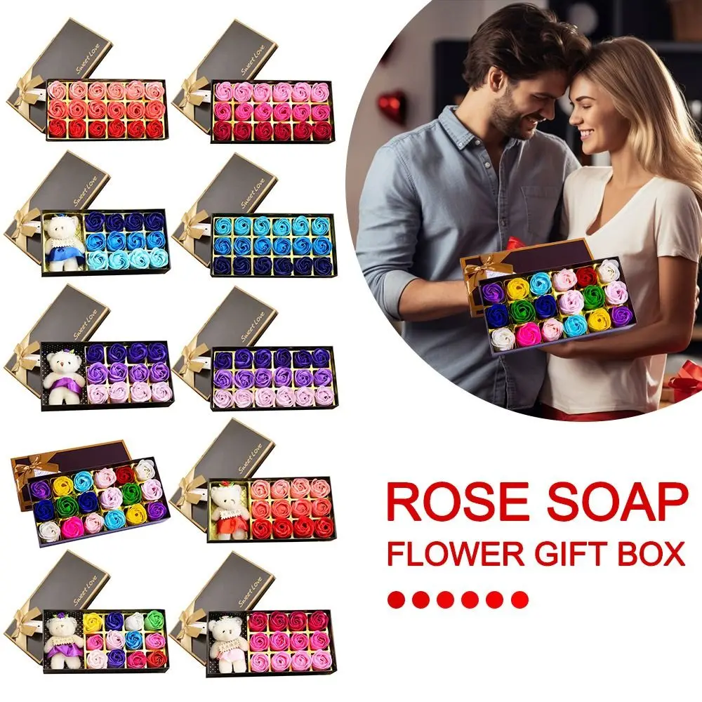 Artificial Rose Floral Scented Bath Soap Handmade Express Love Plant Essential Oil Soap Valentine\'s Day Gift with Gift Box