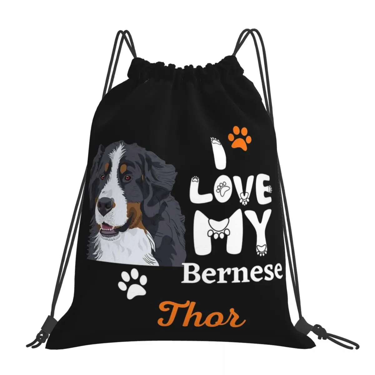 Bernese Mountain Dog Essential Backpacks Portable Drawstring Bags Drawstring Bundle Pocket Sports Bag Book Bag For Travel School