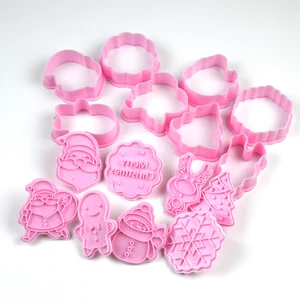 Christmas Santa Claus Plastic Cookie Press, cookie mold, stamp cookie, cooking confectionery, pastry tools, 8 pcs 6 Main Sales Cutting Cracker - №1