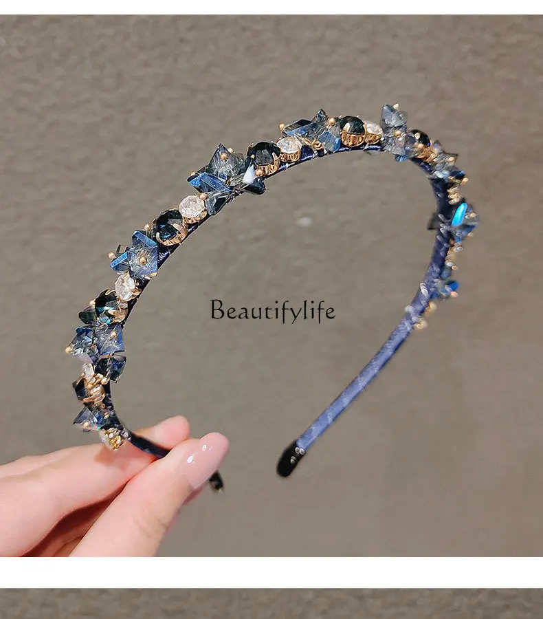 Crystal-like Luxury Headband Retro French Elegant Thin Headband Outdoor All-Matching Hairpin