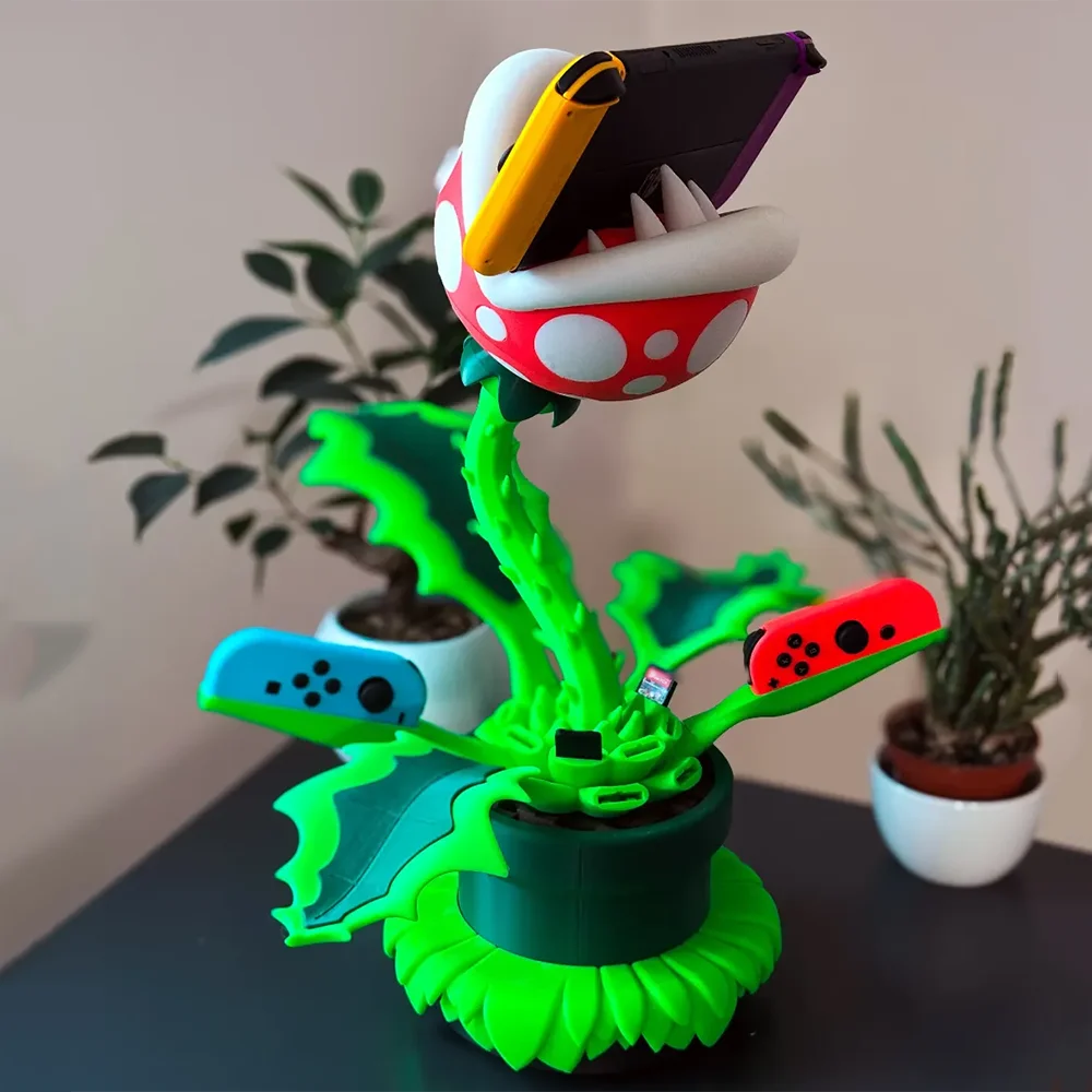 DIY Creative Base For Switch Piranha Plant Model 3D Printing Dock Multifunctional Station With Storage Card Space Desk Ornament