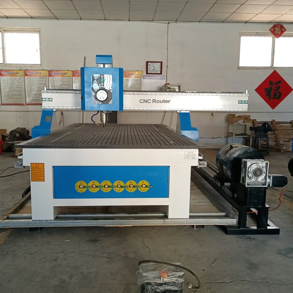 2022 Newest 1325 1530BR 4 Axis Rotary 300mm Diameter Double Chuck Status Making CNC Milling Machine Wood Router CNC Machine