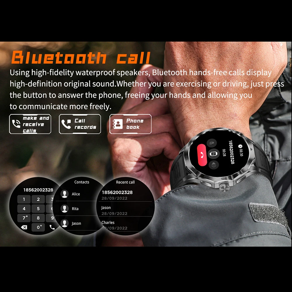 Reloj inteligente de 1,85 "para hombres y mujeres, reloj inteligente DA03, relojes de pulsera para deportes al aire libre, batería grande de 710 mAh, pulsera de Fitness, reloj de pulsera