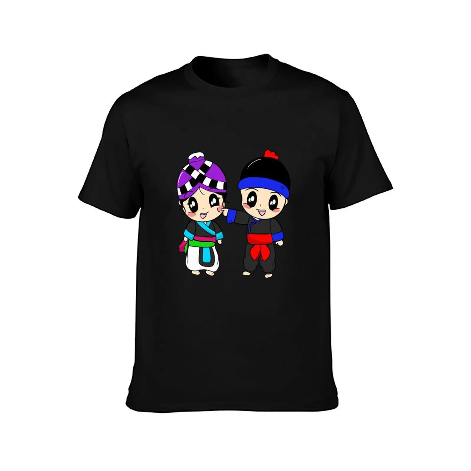 Playful Hmong Couple T-Shirt Plus Size Short Sleeve T-Shirt