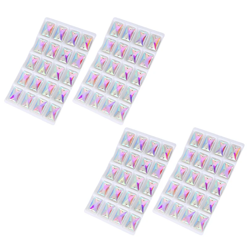 Square Sew On Stone Crystal Clear AB Color Garment Sewing Glass Beads Flatback 2 Holes Dress Making