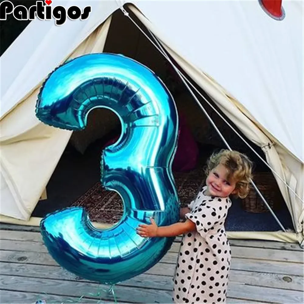 

Giant Size 40&42 Inch Blue/Pink Number Foil Balloons for Birthday Wedding Party Decor Kids Ball Supplies