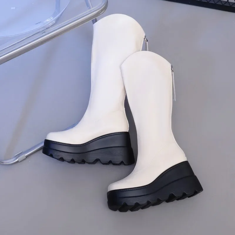 2024 Brand New Gothic Style Sexy Elegant Chunky Platform Women Ankle Boots Big Size 43 Walking Comfy Woman Shoes Platform Shoes