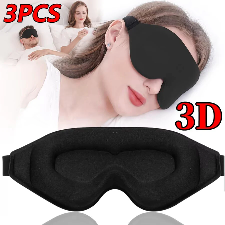 Lot de 3 masques de sommeil 3D en mousse à mémoire de forme, doux, bloquant la lumière, pour dormeurs latéraux (hommes et femmes), pour un sommeil amélioré