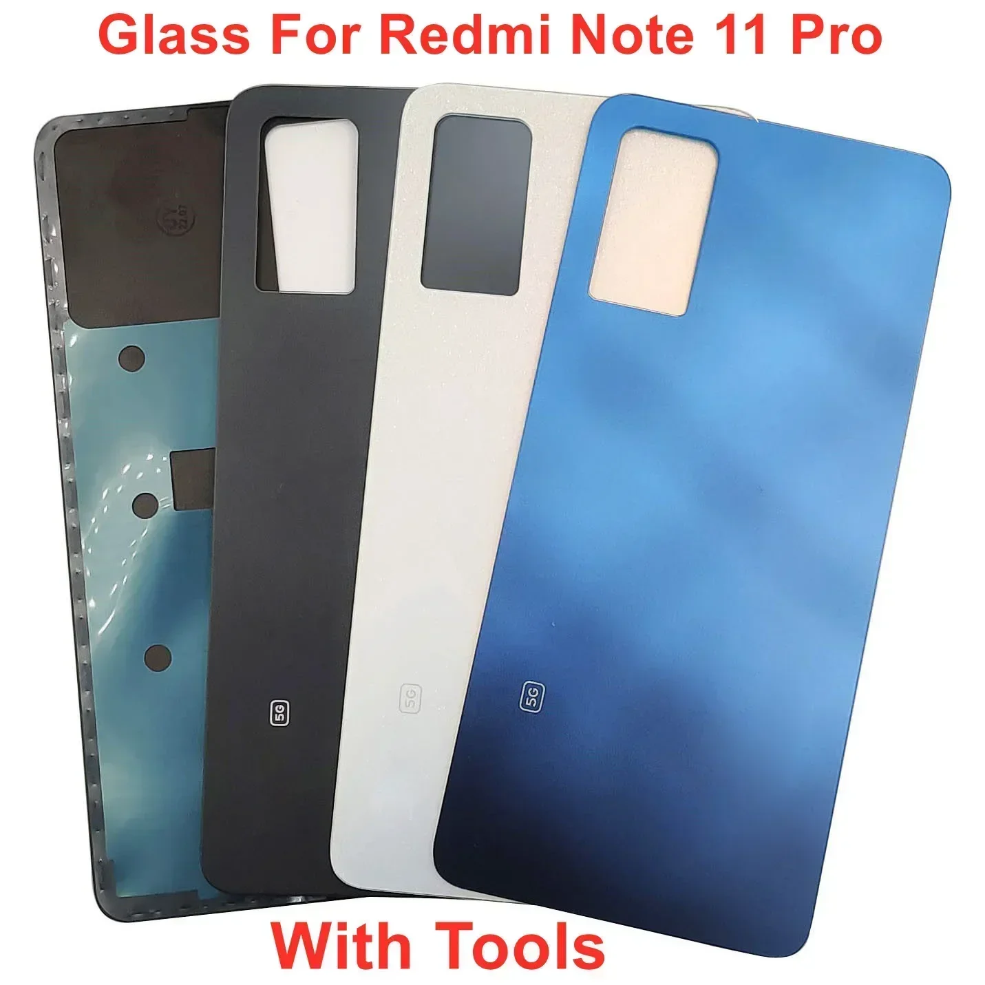 Glass Battery Cover For Xiaomi Redmi Note 11 Pro 11E Pro Hard Back Door Lid Rear Housing Panel Case Shell + Adhesive Glue