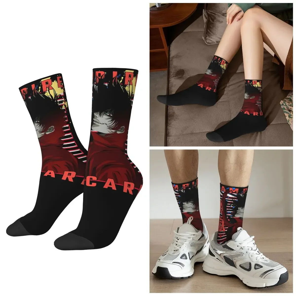 

All Seasons Alucard Hellsing Manga Socks Harajuku Sport Middle Tube Socks Fashion Stockings for Men Women Valentine's Day Gifts