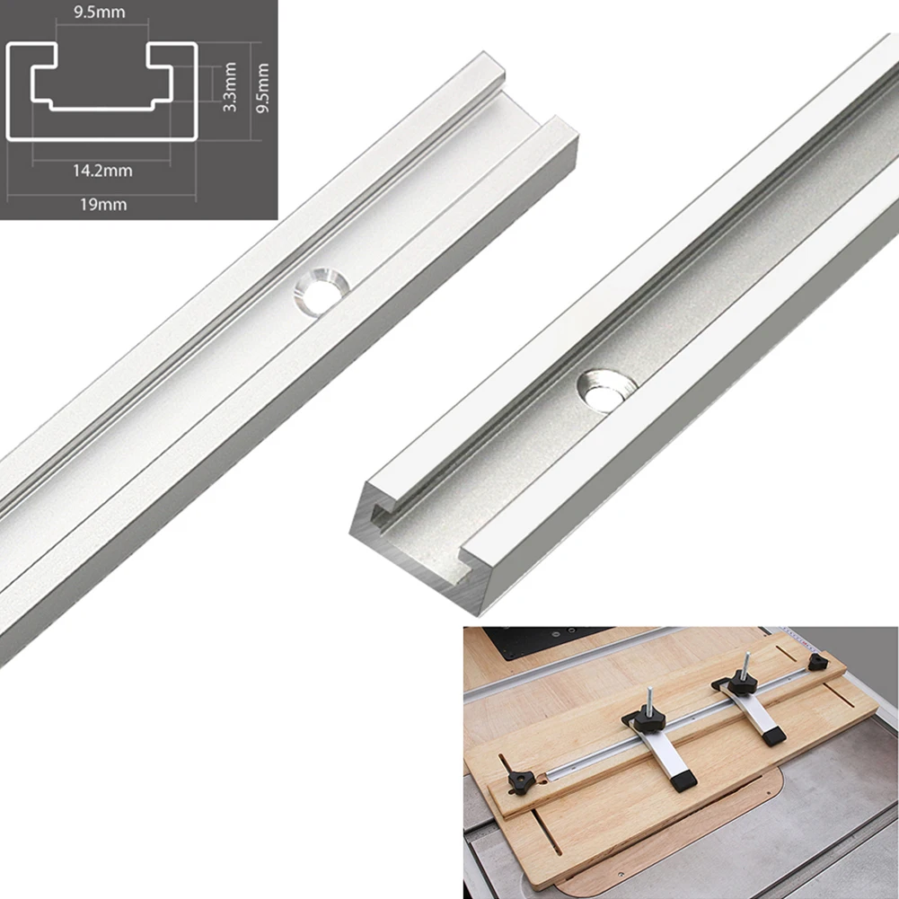 Outils de gabarit d'onglet à rainure en T, fixation à vis, alliage d'aluminium 19x9.5mm, scie à table, routeur 300-600mm, outil de travail de calcul de rail de goulotte, 1PC