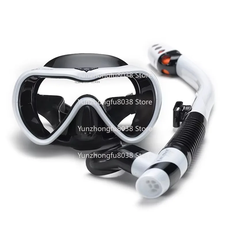 Adult Diving Mask Set, Anti-fog Tempered Glass, Splash-proof Silicon Nozzle with Purge Valve, for Swimming and Snorkeling