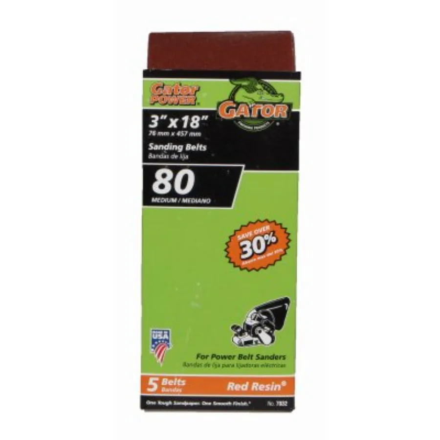 

Gator 18 in. L x 3 in. W Aluminum Oxide Sanding Belt 80 Grit Medium 5 pc