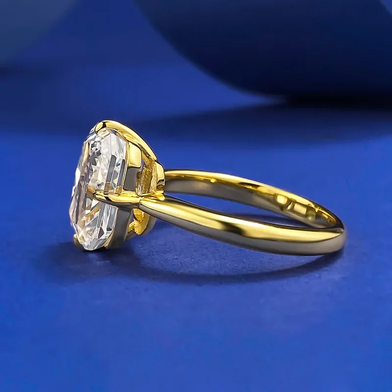 14K Gold Radiant Cut Lab Diamond Ring 100% Real 925 Sterling Silver Party Wedding Band Rings for Women Bridal Engagement Jewelry