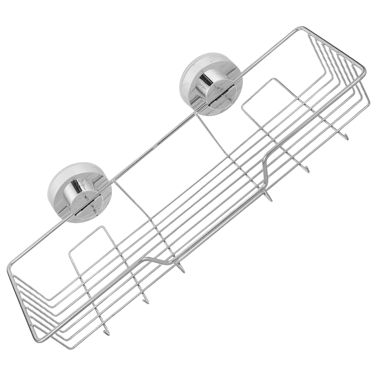 

Wall Mounted Stainless Steel Storage Basket No Drill Bathroom Kitchen Organizer Hollow Drainage Shelf Wall Hanging Metal