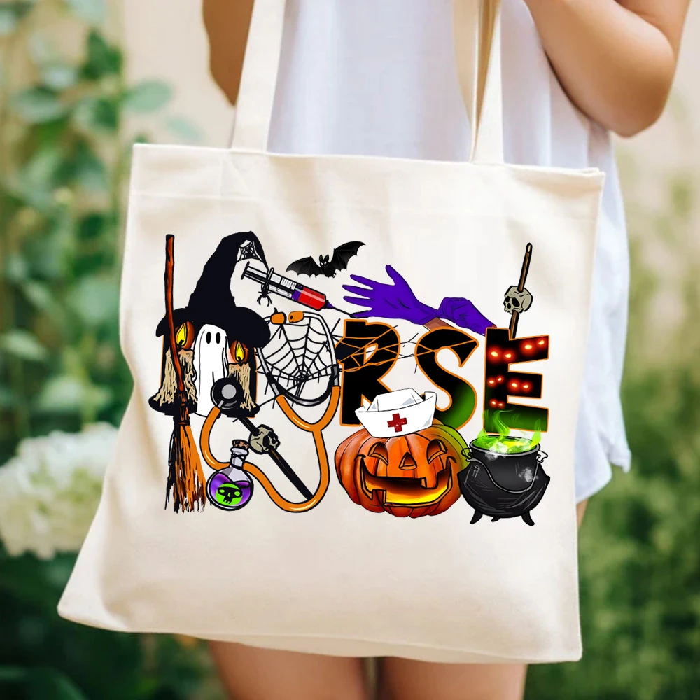 Halloween Nurse Tote Bags Halloween Nursing Bags Nurse Fall Womens Handbag Nursing Ladies' Shopping Bag Nurse Halloween Tote Bag