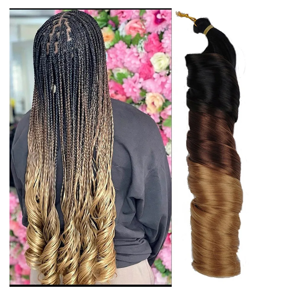 22 Inch Loose Wave Spiral Curl Synthetic Braids High Temperature Ombre Pre Stretched Hair Extensions French Curls For Women