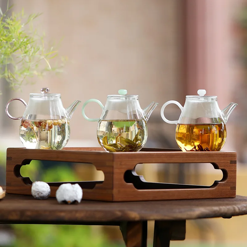 

Термостойкий стеклянный маленький чайник, чайник для заваривания зеленого чая, боросиликатный чайный сервиз Gongfu, цветочный чайный горшок для холодного заваривания, одинарный горшок
