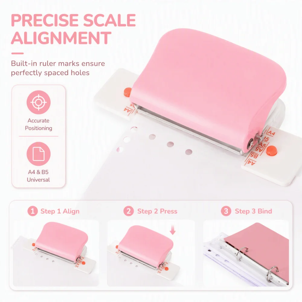 26 Hole Paper Hole Punch 20 Hole 30 Hole Multi-Hole Paper Puncher Scale Lines 5 Sheets Capacity Loose Leaf Punching Machine