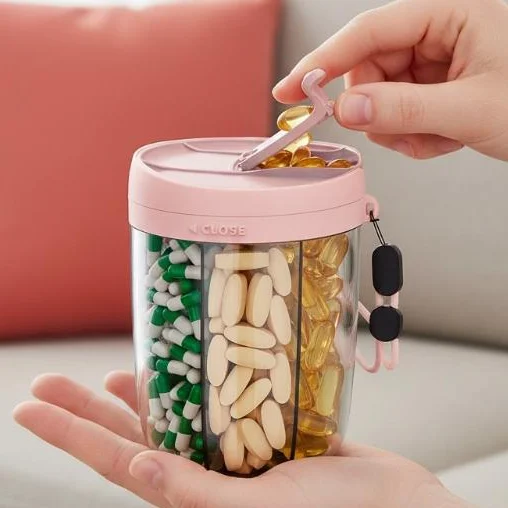 Multifunctional 6-Compartment Medicine Pill Case Daily Vitamin Organizer Also for Small Jewelry Storage