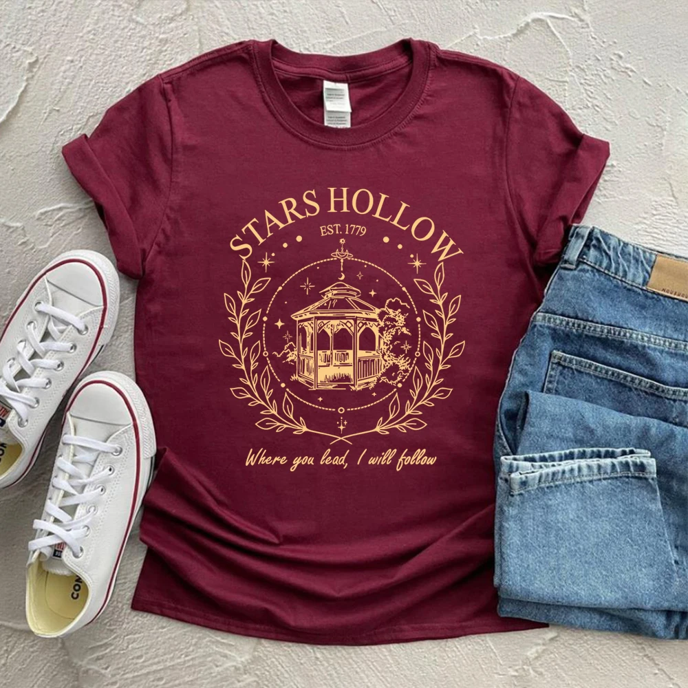 2026 Vintage Stars Hollow T-shirt Where You Lead I Will Follow Lukes Diner Graphic Tee Tv Show Merch Chilton Dragonfly Inn Tops