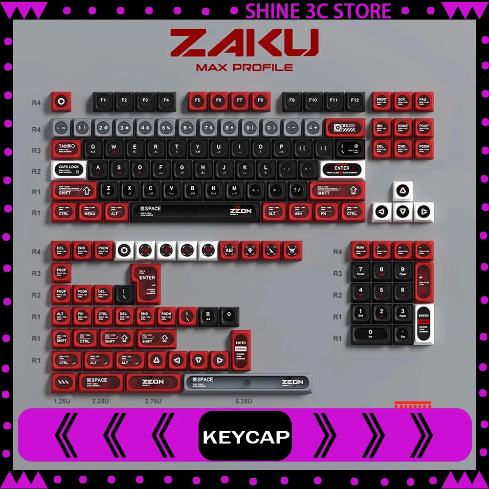 

Titan Nation Zaku Zagu Keycap Max Height 147 Key Matte Pc+Abs Transparent Mechanical Magnetic Shaft Keycap Custom Gamer Gifts