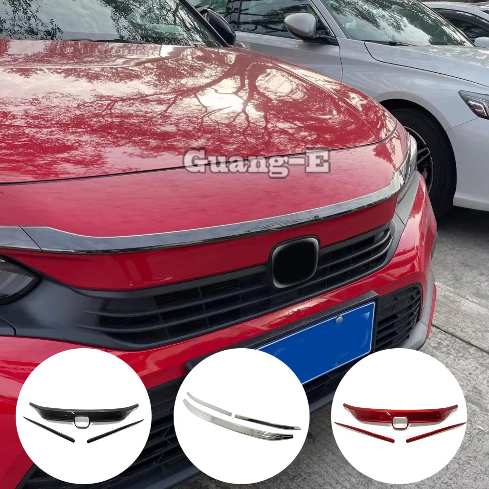 For Honda Civic 11th Gen 2022 2023 2024 ​Car Engine Hood Trim Front Middle Center Grille Racing Grill Decoration Accessories