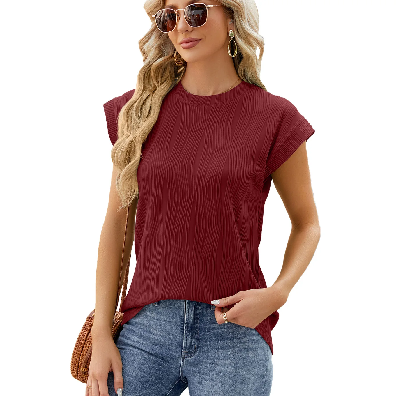 

Women Sleeveless T Shirt Tops for Summer Solid Round Neck