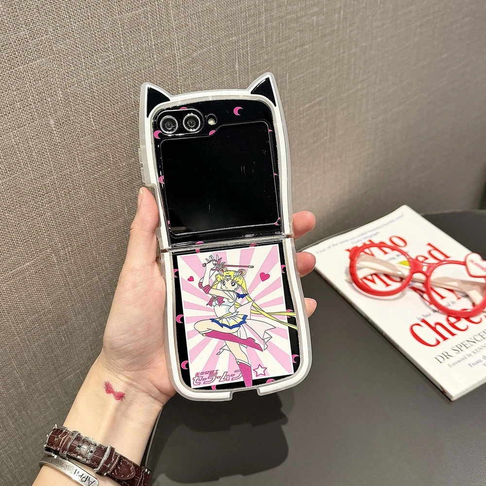 Cute Cartoon Japan Anime Sailor Moon Tsukino Usagi Phone Case For Samsung Galaxy Z Flip 7 6 5 Soft TPU Back Cover For Z Flip 3 4