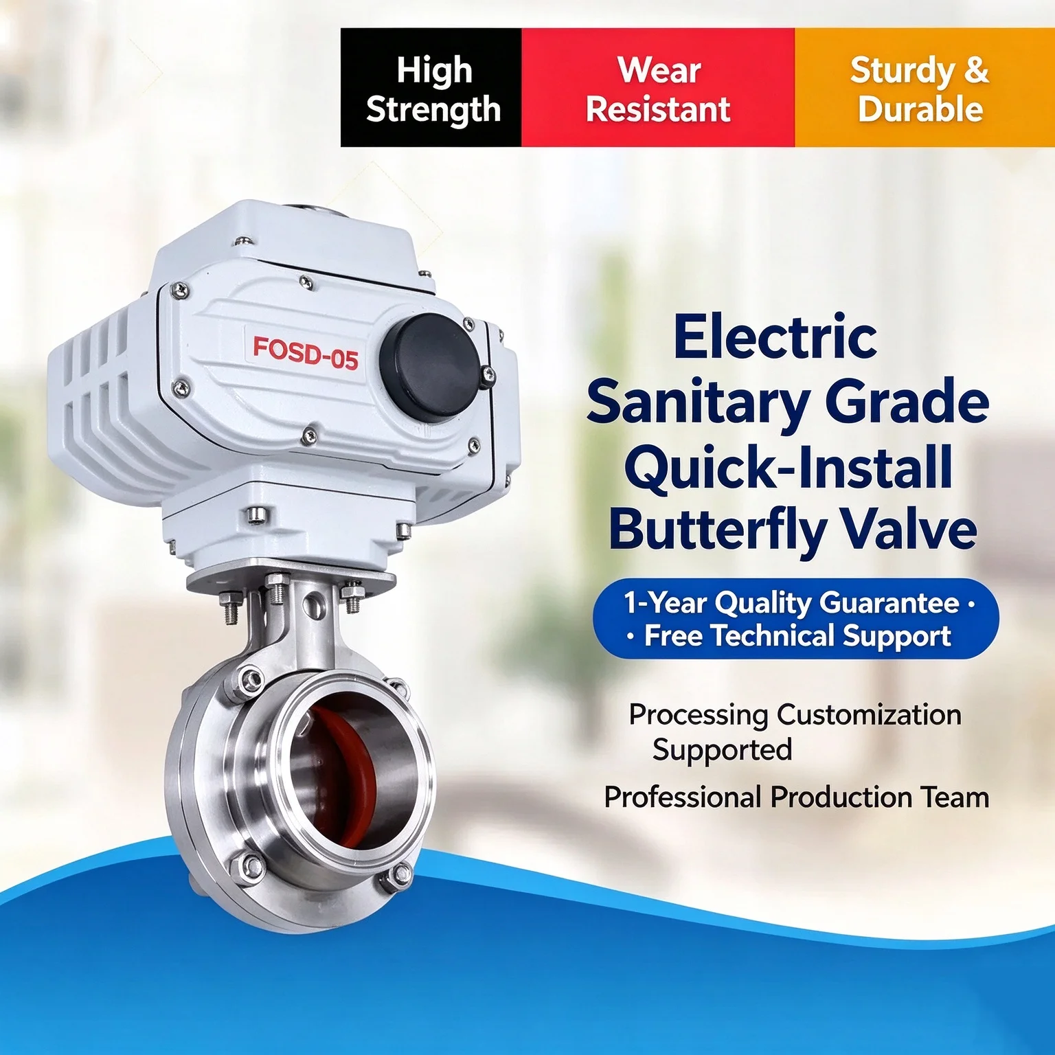 D981X-16P Sanitary Food Grade Explosion-Proof Quick Release Butterfly Valve Clamp 304 Stainless Steel for Plumbing And Electric