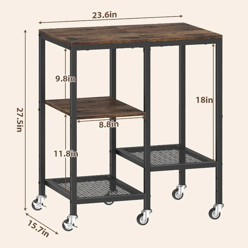 Kitchen Microwave Cart,Microwave Stand with Wheels,Coffee Bar Table Station,4-Tier Rolling Baker's Rack,Small Appliance Storage