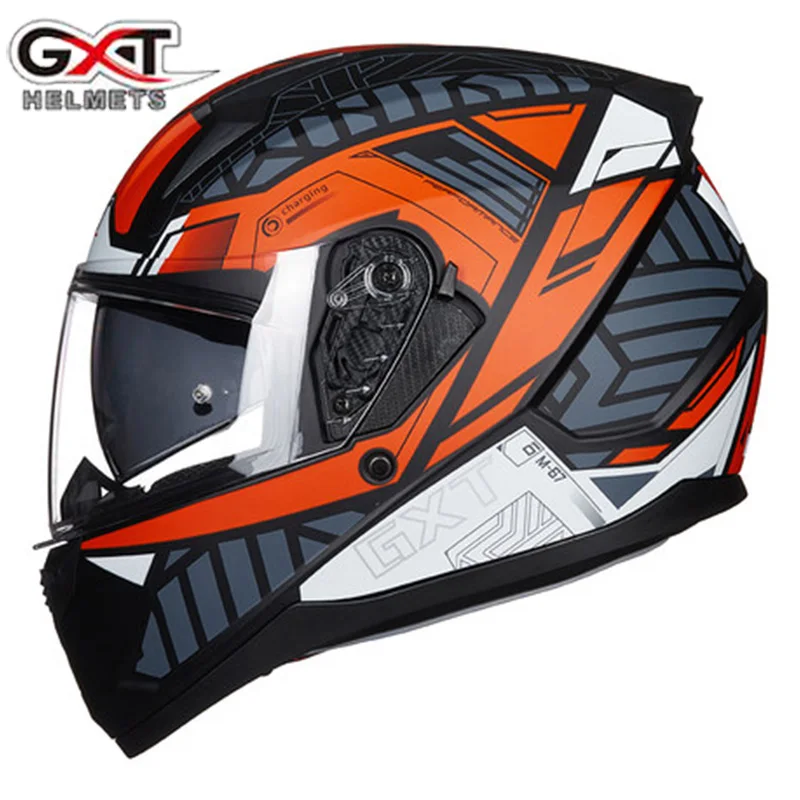 Men's Motorcycle Full Face Helmet Double Lens GXT Moto Biker Accessories Motocross Helmets Anti-fog Visor washable lining