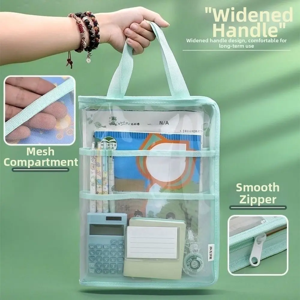 

Visible Test Paper Storage Bag A3 Large Large Capacity Transparent A4 Handbag Thickened Multifunctional File Folder Bag